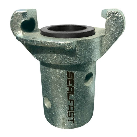 Seal Fast 1-1/2in Zinc Plated Iron Hose End with Crowfoot - Image 1