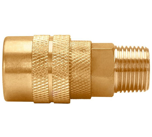 Brass Semi-Auto Industrial Interchange Quick Connect Socket, 1/4 Inch Body - Image 1
