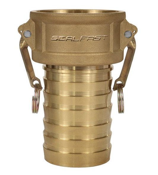 Seal Fast Brass Type C 3 in Female Coupler with Crimp Shank Cam and Groove Coupling - Image 1