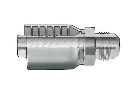JIC 37° Male Rigid Coupling, 43 Series Bite To Wire, Plated Steel Standard Shell - Image 1