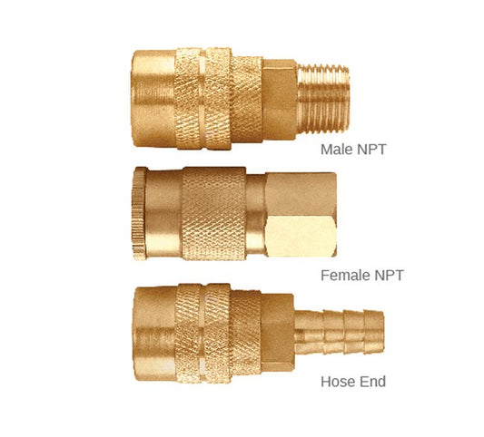 Brass 1/4 Inch Semi-Auto Industrial Interchange Quick Connect Socket - Image 1