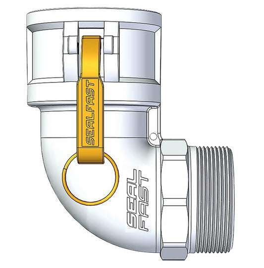 2" Aluminum Type B Female Coupler x Male NPT 90 Degree Elbow - Image 1