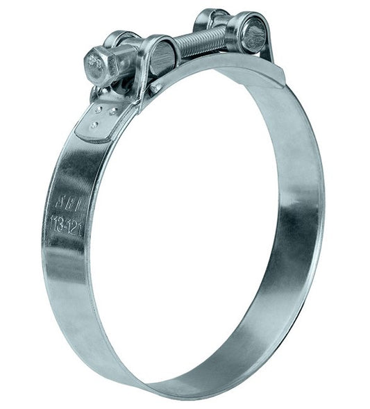 One Bolt Hose Clamp, Zinc Plated Carbon Steel, 214-226mm Opening Size - Image 1