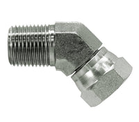 Carbon Steel 45° Male x Female Swivel Pipe Elbow - 1" NPTF x 1-1/4" NPSM