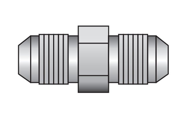 Carbon Steel JIC Male x JIC Male Adapter Fitting 1/4 in T1 (UNF) & 1/4 in T2 (UNF) - Image 1