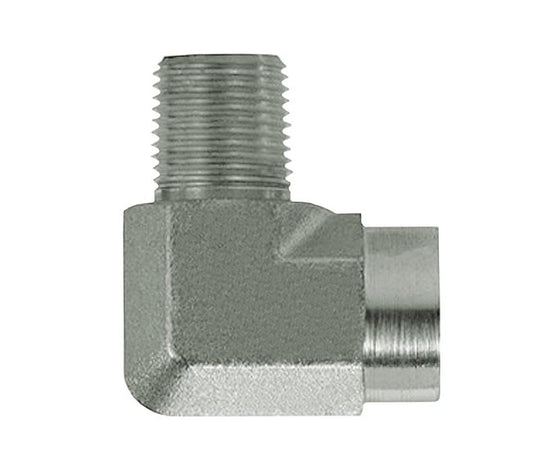 Carbon Steel 90° Female NPTF X Male NPTF Pipe Adapter Fitting - Image 1