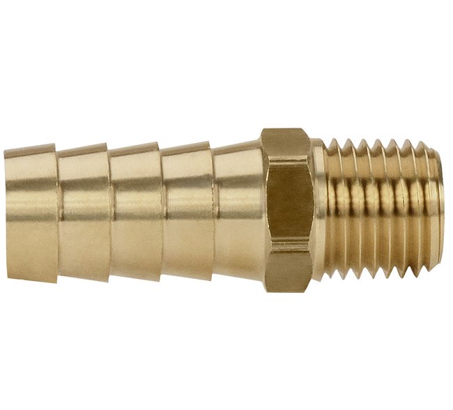 Seal Fast 5/16" Hole ID Brass Male Hose End x 3/8" NPT Shank - Image 1