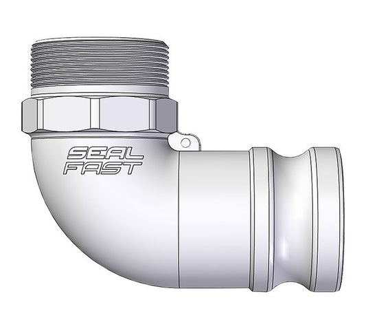 2" Aluminum Type F Male NPT 90 Degree Elbow Cam & Groove Coupling - Image 1