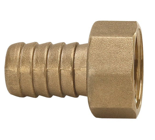 Brass Short Shank Female GHT Hose Nipple, 3/4x3/4 inches - Image 1