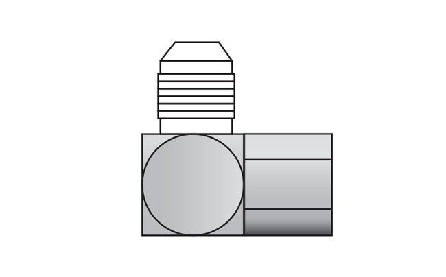 7/16 in T1 (JIC) Plated Steel 37 Flare to Pipe 90° JIC Male x Female NPTF Adapter Fitting - Image 1