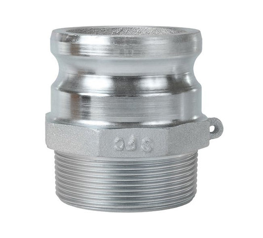 5" Plated Iron Type F Male Adapter x Male NPT Cam & Groove Coupling - Image 1