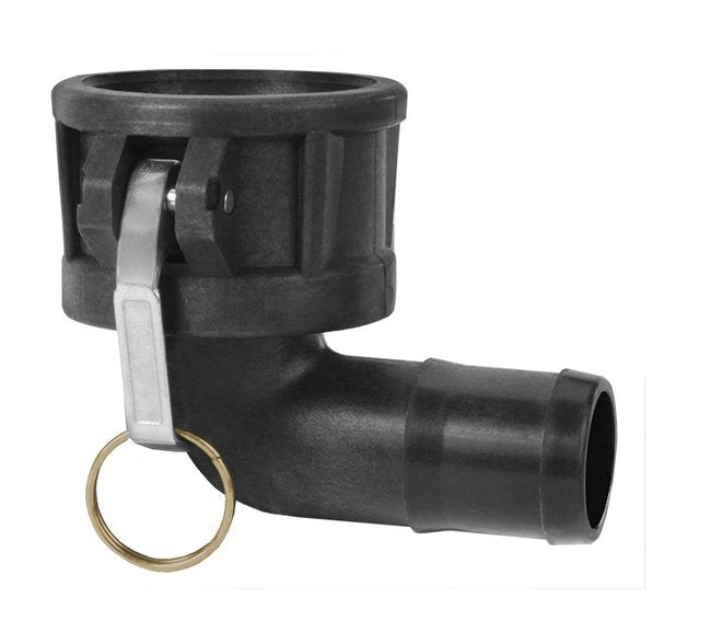 2" Polypropylene Female Coupler x Shank 90° Elbow Banjo Cam and Groove - Image 1