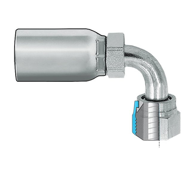 JIC 37 Degree Female - 90 Degree Swivel Coupling, Plated Steel Shell - Image 1
