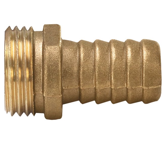 Brass Short Shank Male NPSH Hose Nipple, 1/2 x 3/4 Inches - Image 1