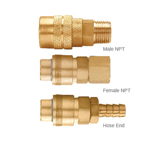 Brass 1/4" Industrial Interchange Quick Connect Socket - 2.30" Length - Image 1