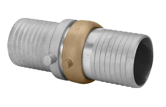 Seal Fast 1 1/2" Aluminum Male x Female NST Shank Coupling with Brass Nut - Image 1