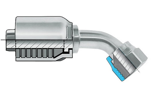 Carbon Steel JIC 37 Female 45 Degree Swivel Coupling - 9/16-18 Thread, 1/4" ID - Image 1