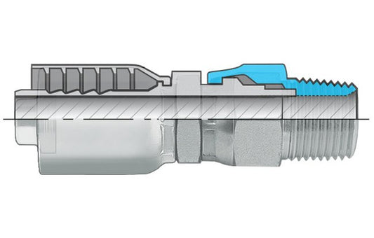 NPTF Male Swivel Coupling - 43 Series Bite To Wire, Plated Steel, 1/4 - 18 Thread - Image 1