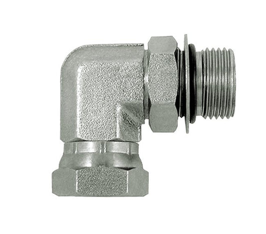 Carbon Steel 90° Male O-Ring x JIC Female Swivel Elbow, 1-1/4" T1 (UNF) & T2 (UNF), Series 6809 - Image 1