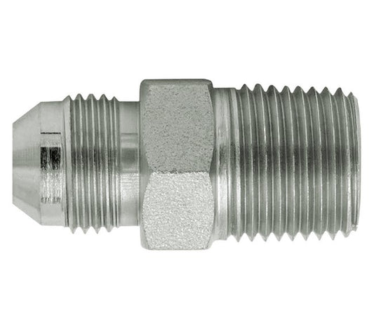 Carbon Steel 37 Flare JIC Male x NPTF Male Adapter Fitting - Image 1