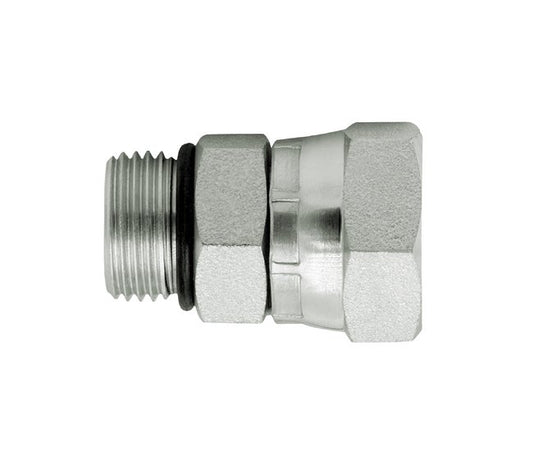 Carbon Steel Male O-Ring x JIC Female Swivel Adapter Fitting - 5/8" T1 (UNF) & 3/8" T2 (UNF) - Image 1