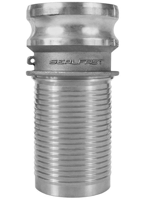 Seal Fast 1 1/2" Aluminum Type E Male Coupler x Crimp Shank Cam and Groove Coupling - Image 1