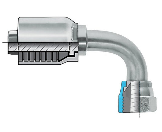 JIC 37 Female 90 Degree Swivel Coupling - Carbon Steel, 3/4-16 Thread, 1/2" ID - Image 1