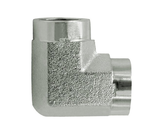 Carbon Steel 90° Female NPTF X Female NPTF Pipe Adapter - 3/8" T1 & 3/8" T2 - Series 5504 - Image 1