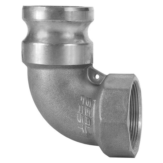 2" Aluminum Type A Male Adapter x Female NPT 90 Degree Elbow Coupling - Image 1