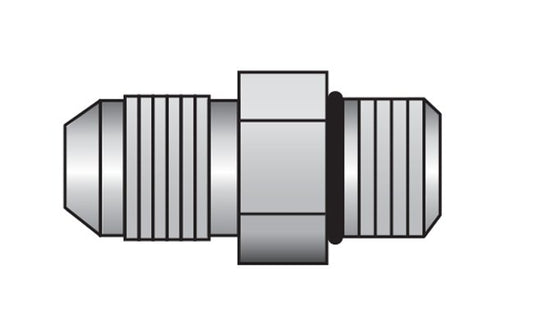Carbon Steel JIC Male x Short Male Adapter Fitting - 1/4 in T1 and T2 UNF - Series 6400 - Image 1