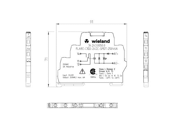 Wieland FLARE-C1D2 24VDC SPDT Relay Module - Image 2