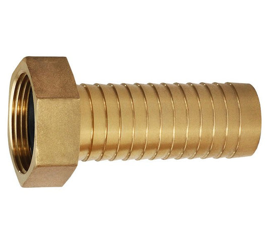 Brass Long Shank Hose Nipple, 3/4 x 3/4 Inch, Female GHT, Seal Fast - Image 1