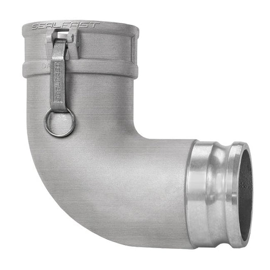 4in Aluminum Type DA Female Coupler x Male 90° Elbow Cam & Groove Coupling - Image 1