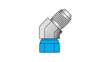 Carbon Steel 45° JIC Male x JIC Swivel Female Elbow, 1/4in T1 (UNF) x 1/4in T2 (UNF)