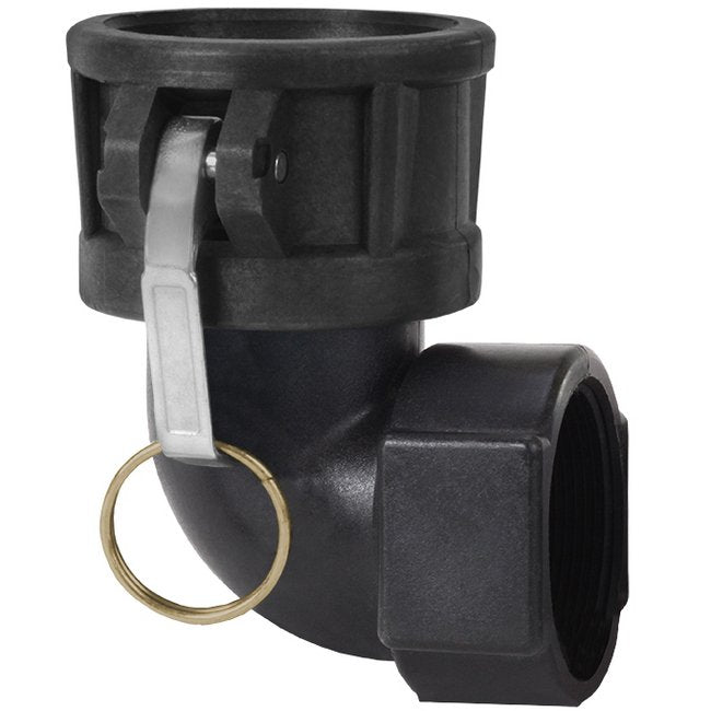 Polypropylene Type D 1 1/2 in Female Coupler x Female NPT 90° Elbow Cam & Groove Coupling - Image 1