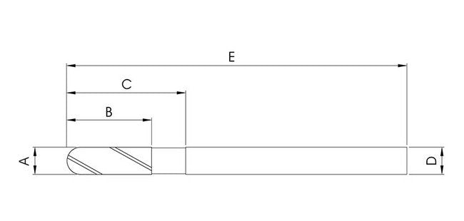 IDI 4-Flute Diamond Coated Ball Nose End Mill - Image 2