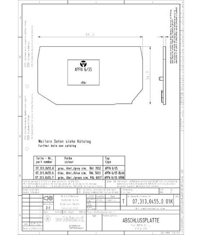 Wieland APFN 6/35 DIN Rail Terminal Block End Plate - Image 3