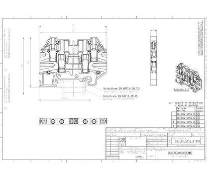 Wieland WT 4 D2/2 Feed-Through Terminal Block - DIN Rail Mount - Image 3