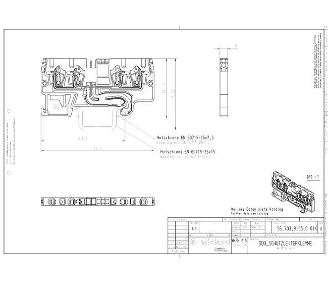 Wieland WKFN 2 Duo-Ground Terminal Block with 4 Clamp Positions - Image 3