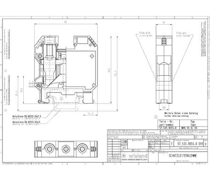 Wieland WKN 35 SL Earth Terminal Block for DIN Rail - Image 2