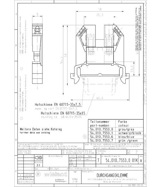 Wieland 9700 A/8 S35 Feed-Through Terminal Block - Image 3
