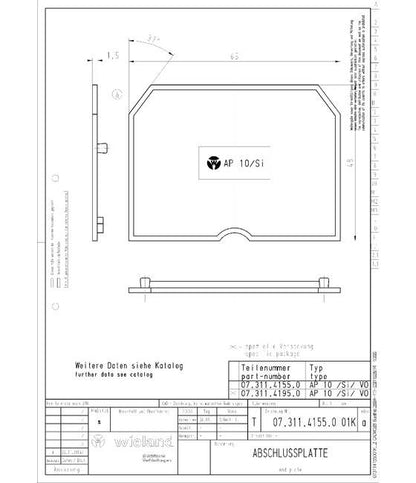 Wieland AP 10/SI/V0 Gray End Plate for DIN Rail Terminal Blocks - Image 3