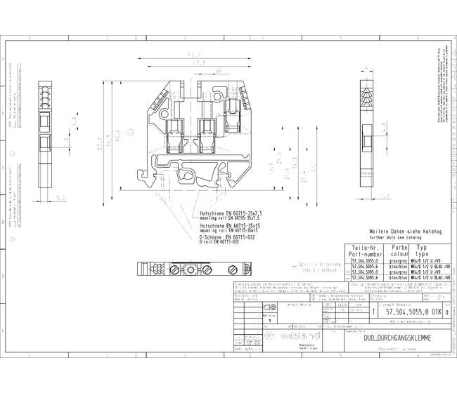 Wieland Gray Duo-Modular Terminal Block - 3 Clamp Position - Image 3