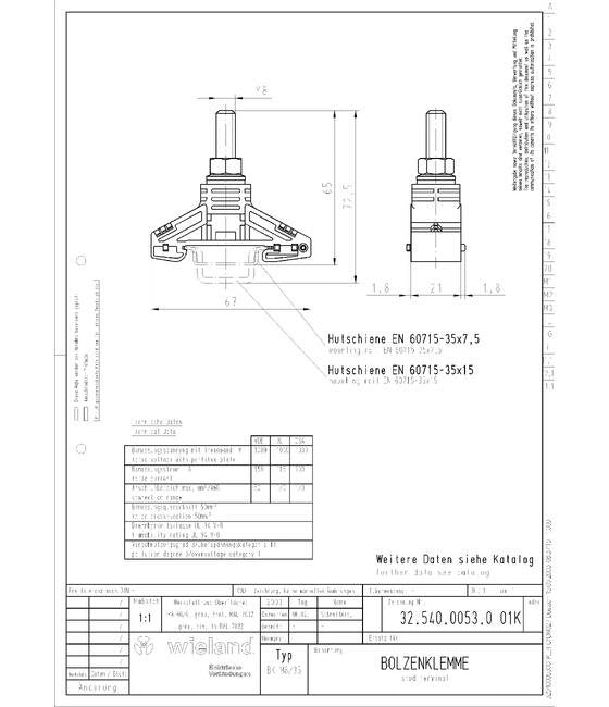Wieland BK M8/35 DIN Rail Ring Lug Terminal Block - Image 2