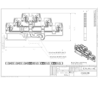 Wieland Multi-Tier DIN Rail Terminal Block - 3 Levels, 2.5mm², Black - Image 2