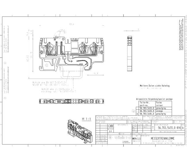 Wieland 3-Clamp Position WKFN 2 Knife Disconnect Terminal Block - Image 3