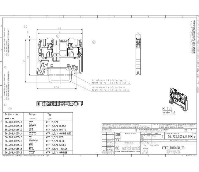 Wieland WTP 2,5/4 Feed-Through Terminal Block for TS 35 Mounting - Image 3