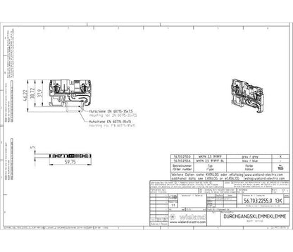 Wieland WKFN 2.5 Feed-Through Terminal Block - Image 3