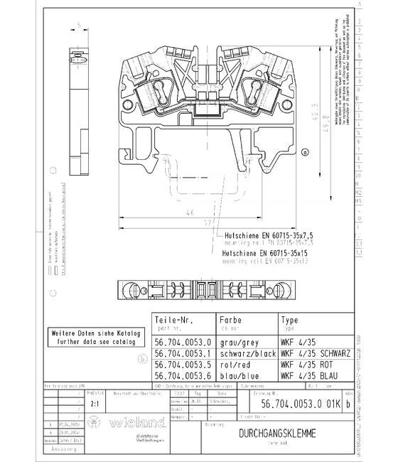 Wieland WKF 4/35 Feed-Through Terminal Block - Image 3