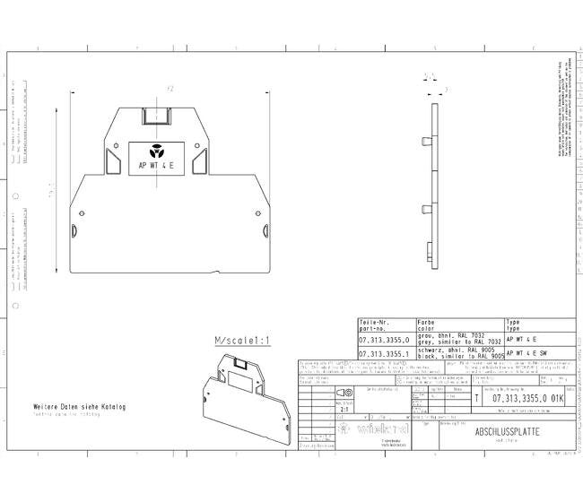 Wieland AP WT 4 E GR DIN Rail Terminal Block End Plate - Gray - Image 3